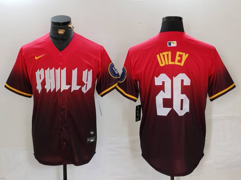 Men's Philadelphia Phillies Chase Utley #26 Red 2024 City Connect Jersey